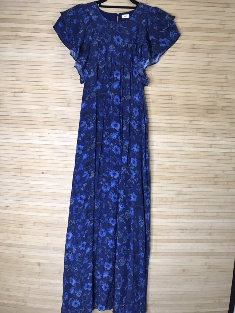 Warm NY Madewell Silk Kiss Maxi Dress Blue floral gorgeous sz 1 - Picture 4 of 8